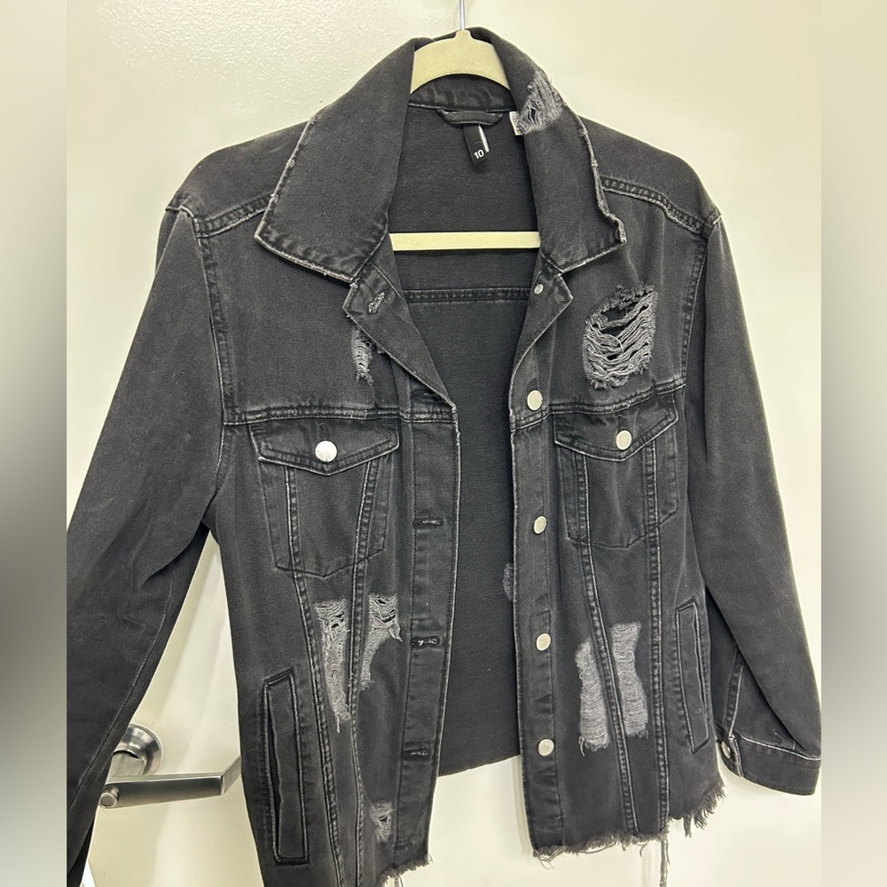 Black Ripped Jean Jacket - Picture 4 of 5